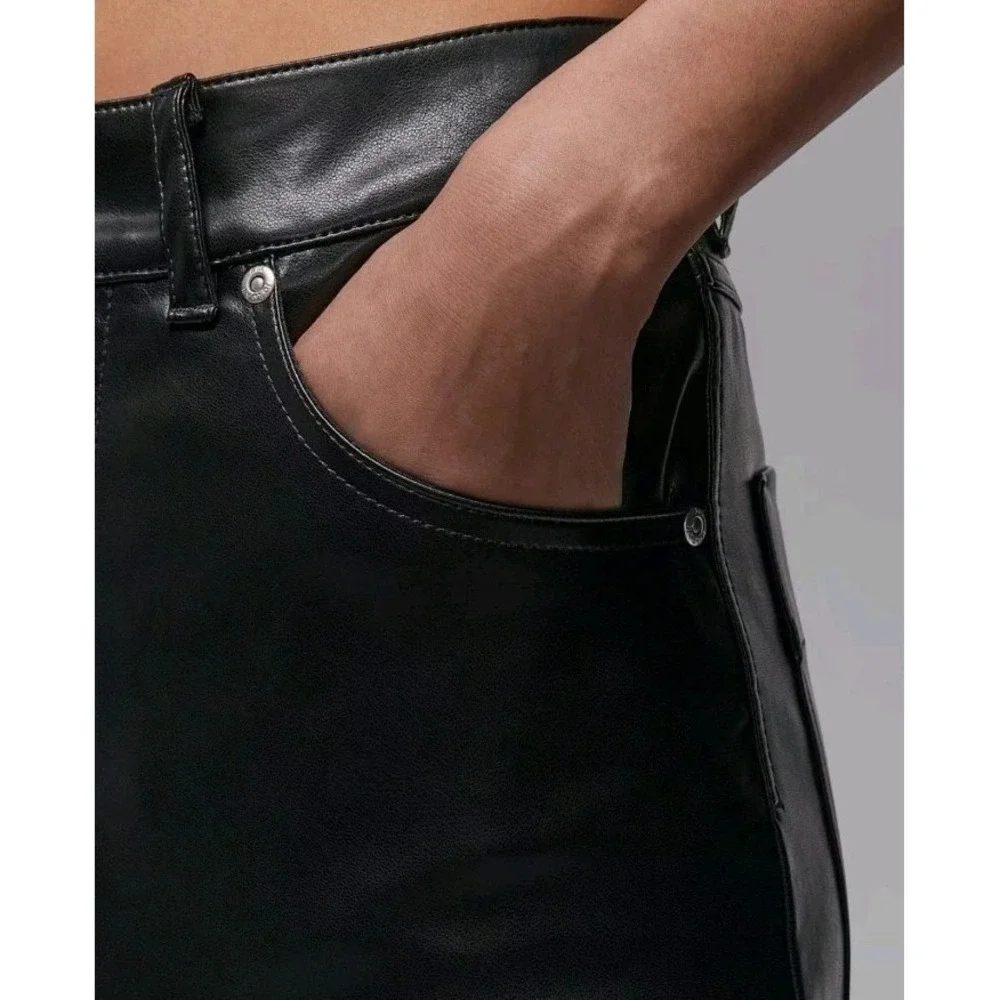 Nike Jordan Flight Chicago Faux Leather Midi Skirt Womens 4 Black IO0583 010